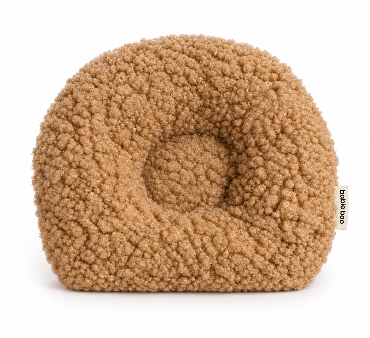 Babie Boo Teddy Bear Baby Pillow – Soft Curly Plush Cushion in Caramel Brown
